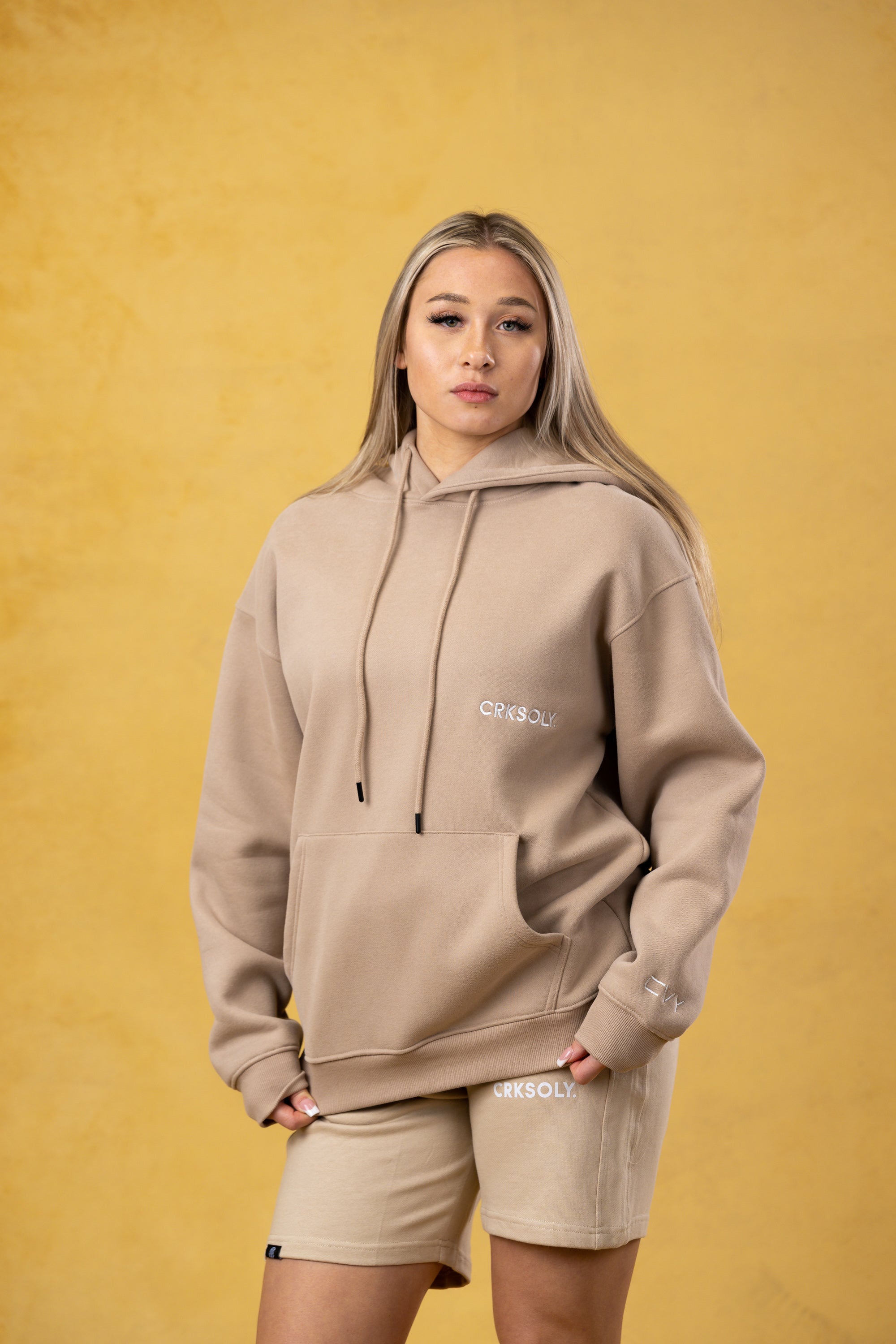 CRKSOLY. Women Tan Hoodie