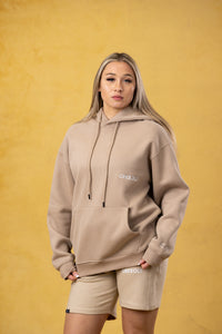 CRKSOLY. Sudadera con capucha color canela para mujer