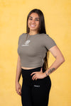 CRKSOLY. Women Military Green Silk Training Top