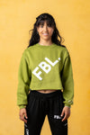 FBL. Oversize Match Green Crop-top Crewneck