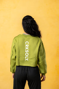 FBL. Oversize Match Green Crop-top Crewneck