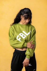 FBL. Oversize Match Green Crop-top Crewneck