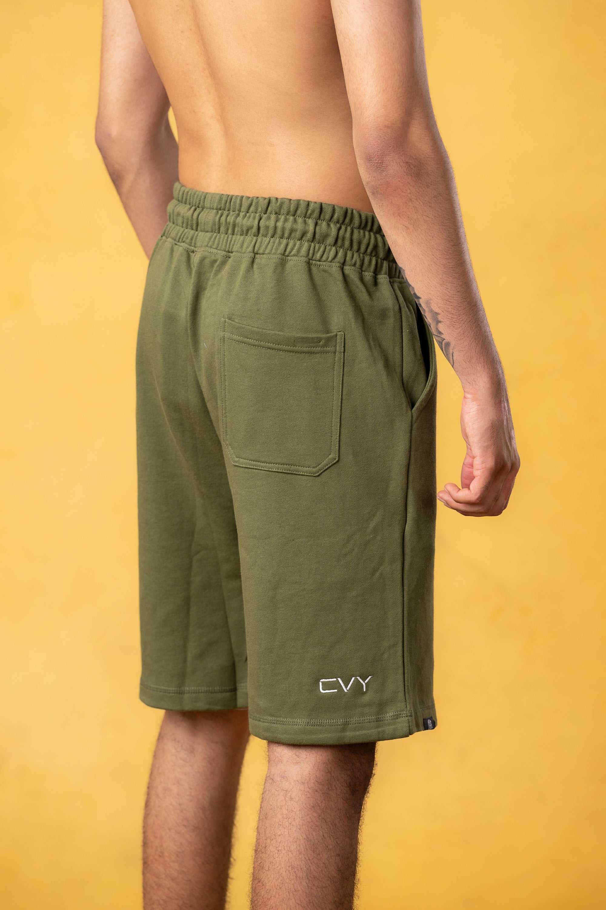 CRKSOLY. Military Green Cotton Sweatshort