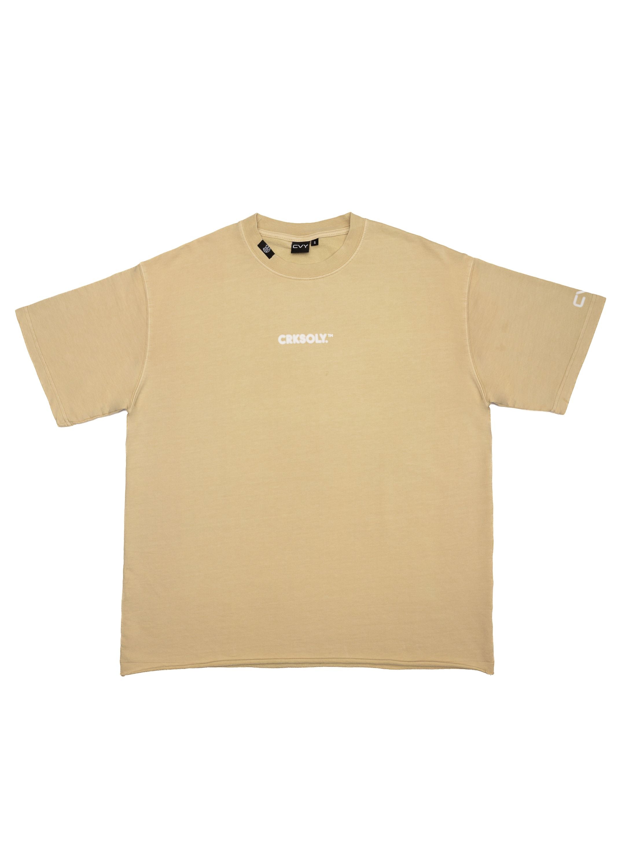 CRKSOLY. Women Oversized Cream Blur Cotton Tee