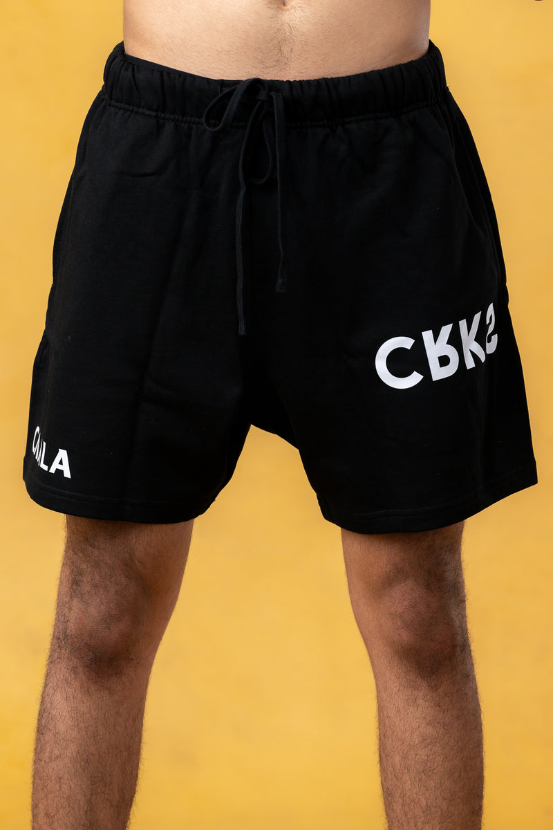 CRKSOLY. Black Cotton Sweat Shorts