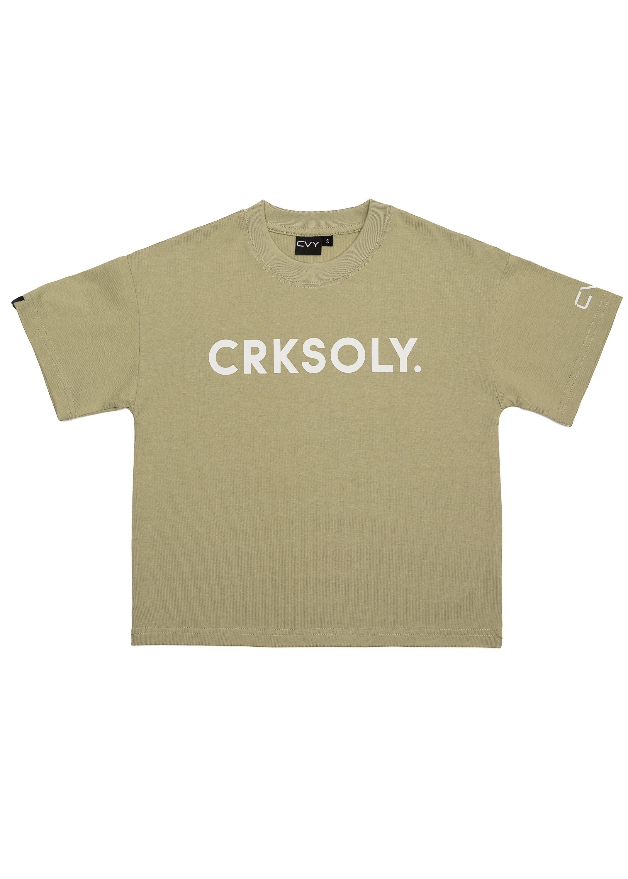 CRKSOLY. Camiseta juvenil verde oliva de estilo urbano