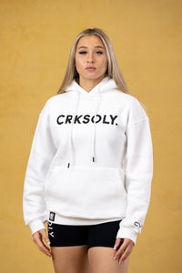 CRKSOLY. Sudadera con capucha blanca para mujer