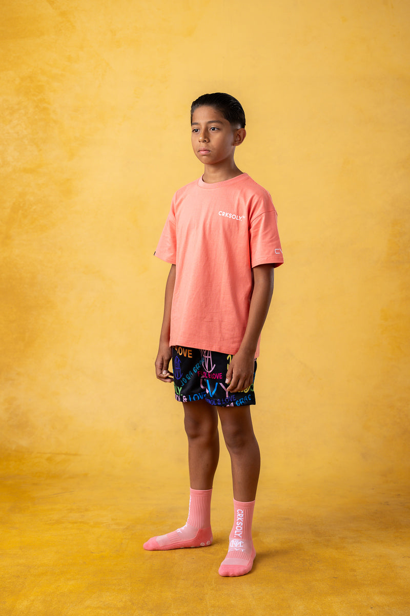 CRKSOLY. Youth Coral Streetwear Tee