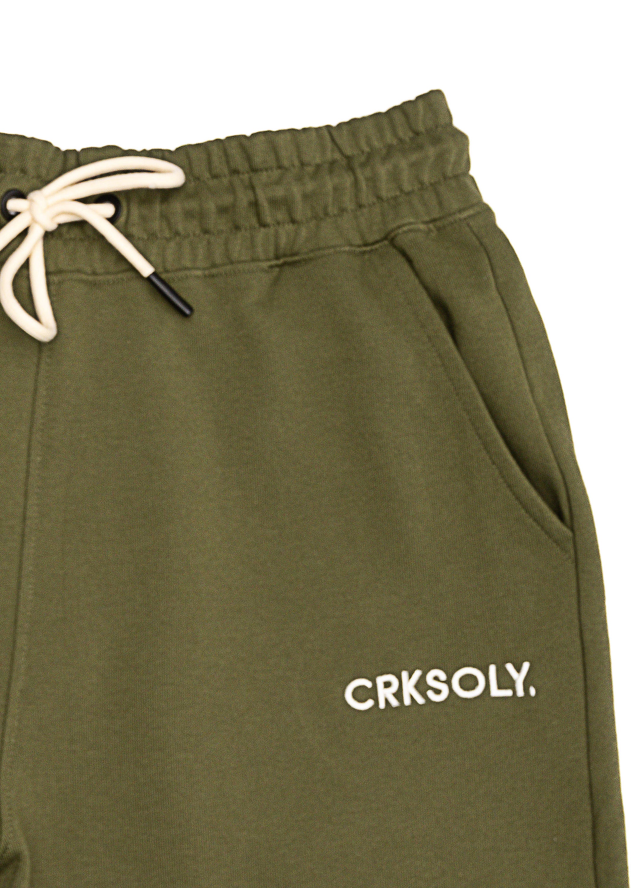 CRKSOLY. Military Green Cotton Sweatshort