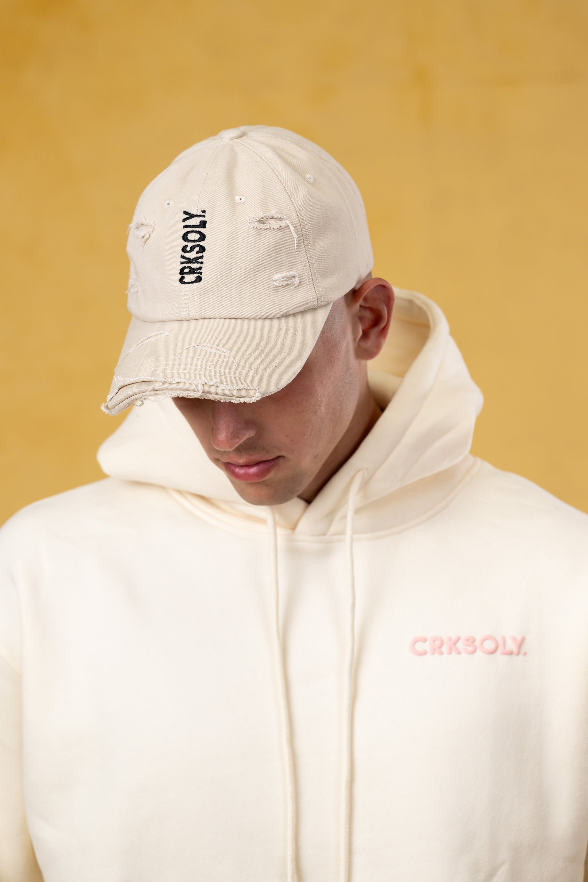 CRKSOLY. Ripped Tan Dad Hat