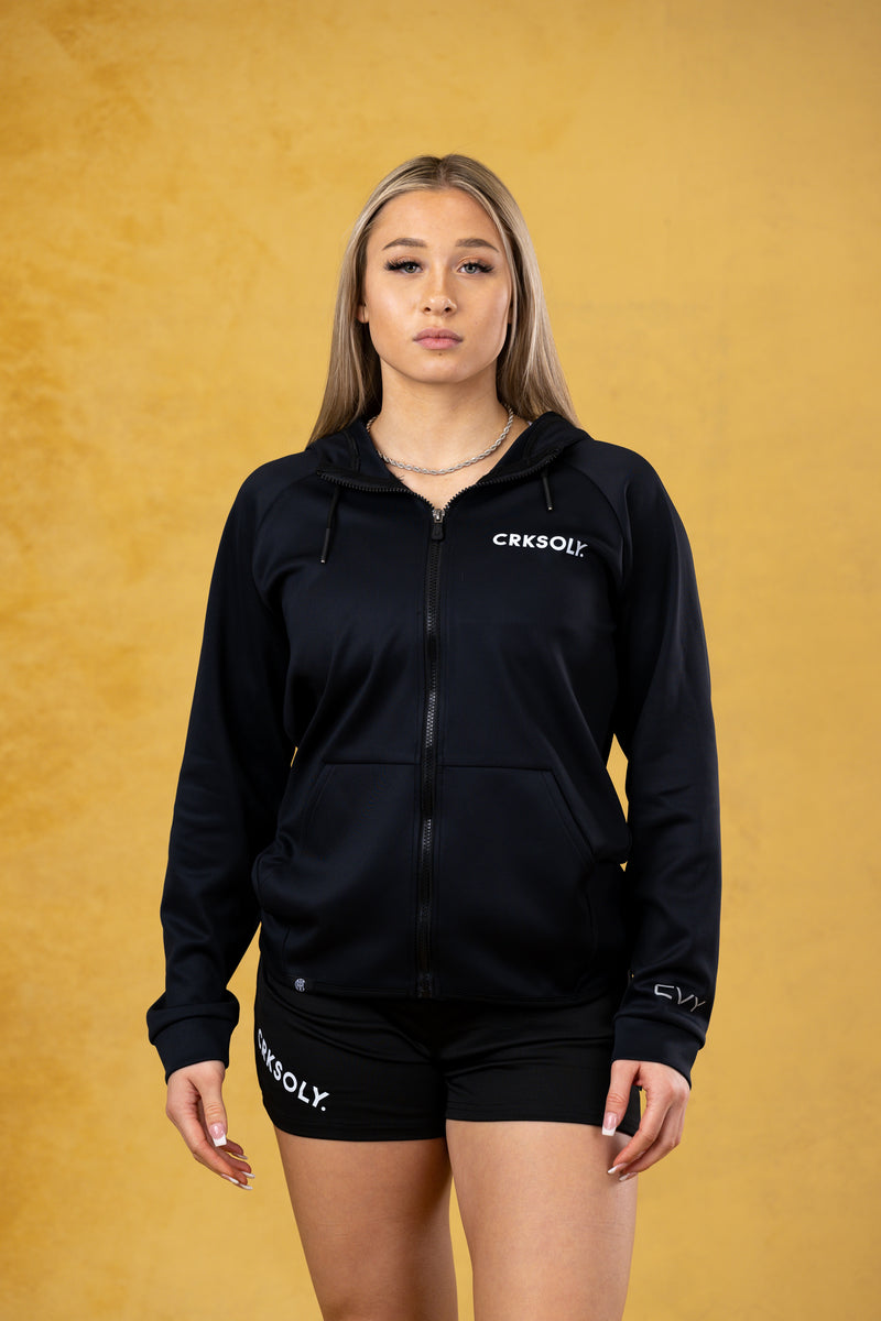 CRKSOLY. Chaqueta de corredora negra para mujer