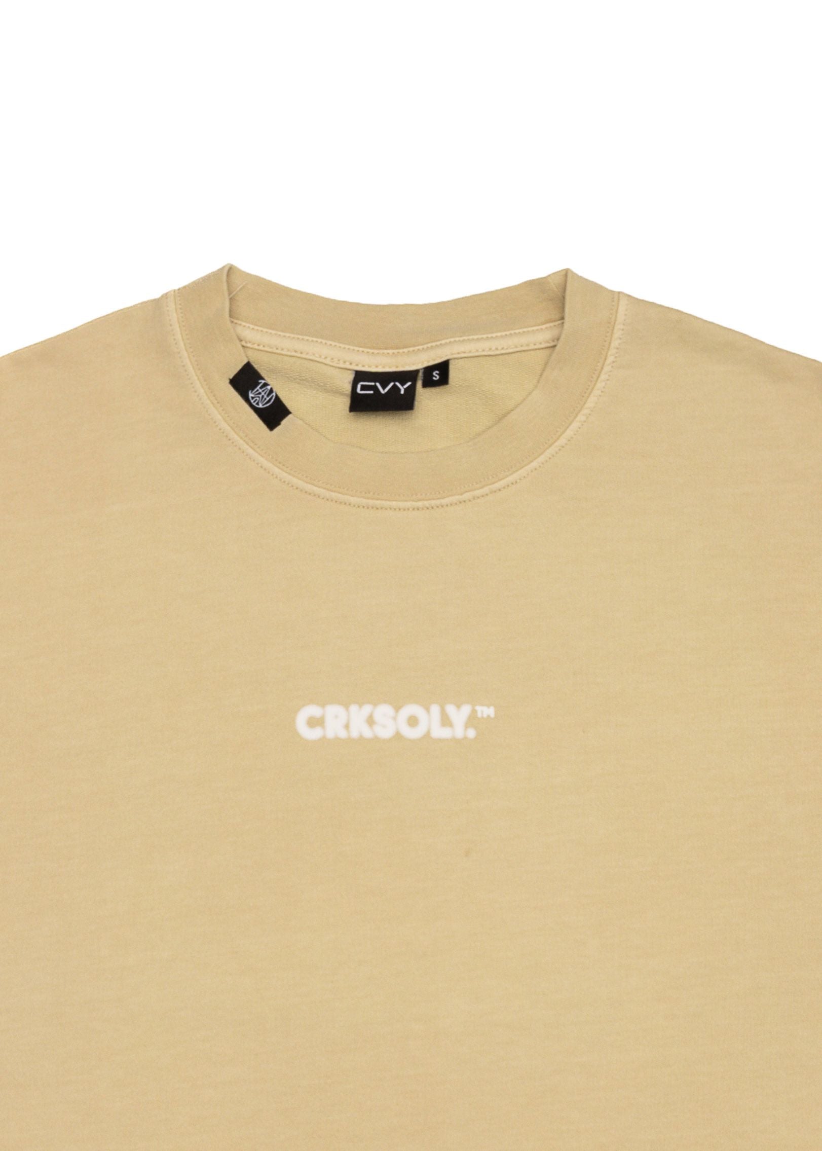 CRKSOLY. Men Oversize Cream Blur Cotton Tee