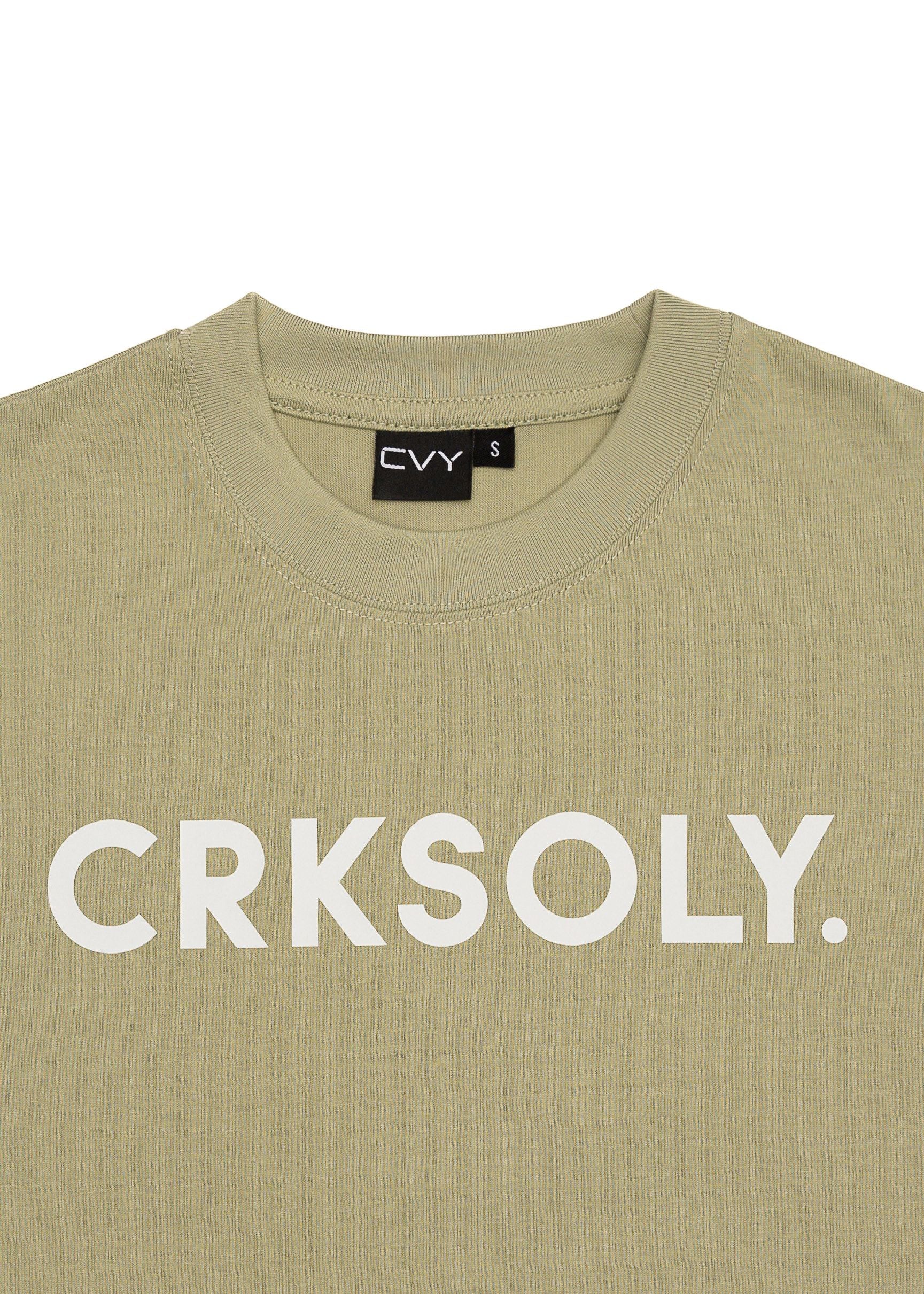 CRKSOLY. Camiseta juvenil verde oliva de estilo urbano