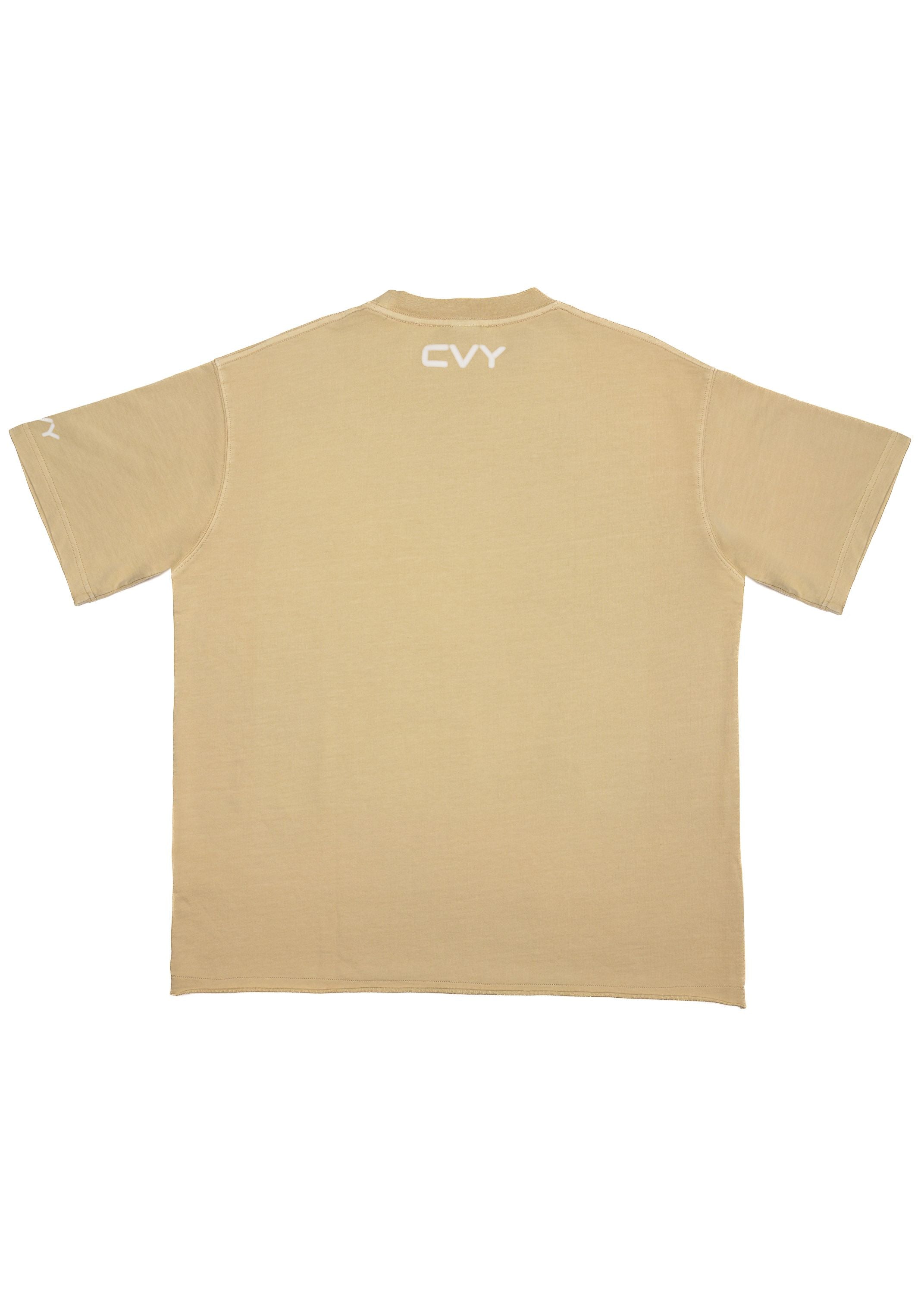 CRKSOLY. Men Oversize Cream Blur Cotton Tee