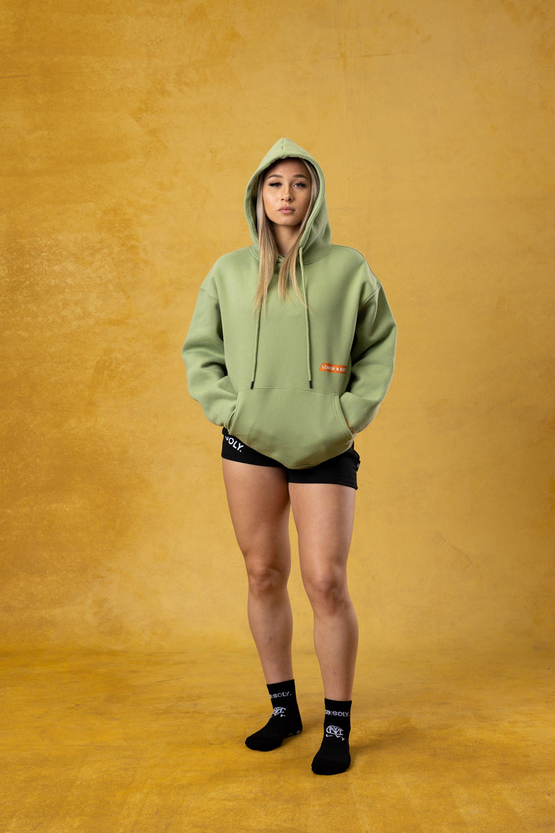 FBL. Sudadera con capucha verde matcha para mujer