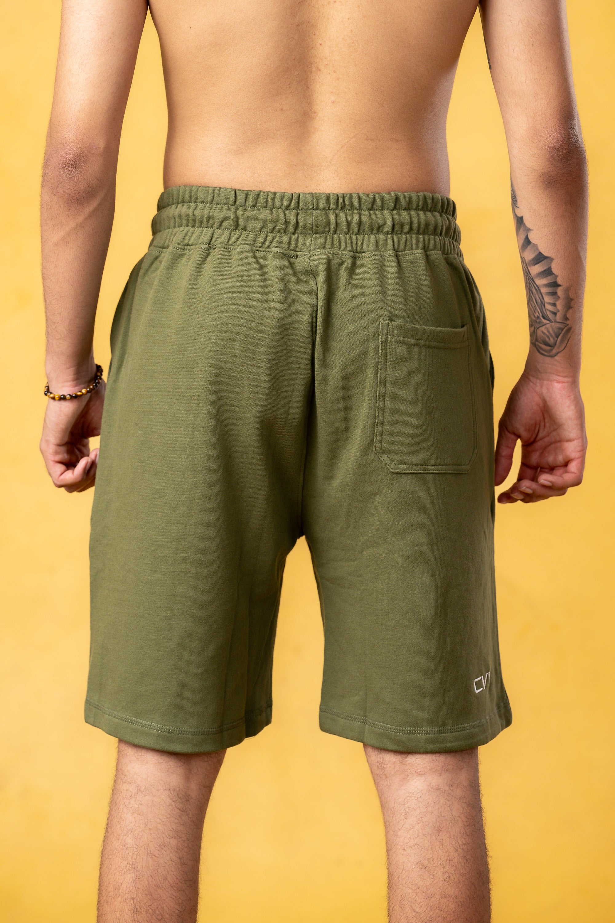 CRKSOLY. Military Green Cotton Sweatshort