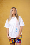 FBL. Camiseta blanca celeste para mujer