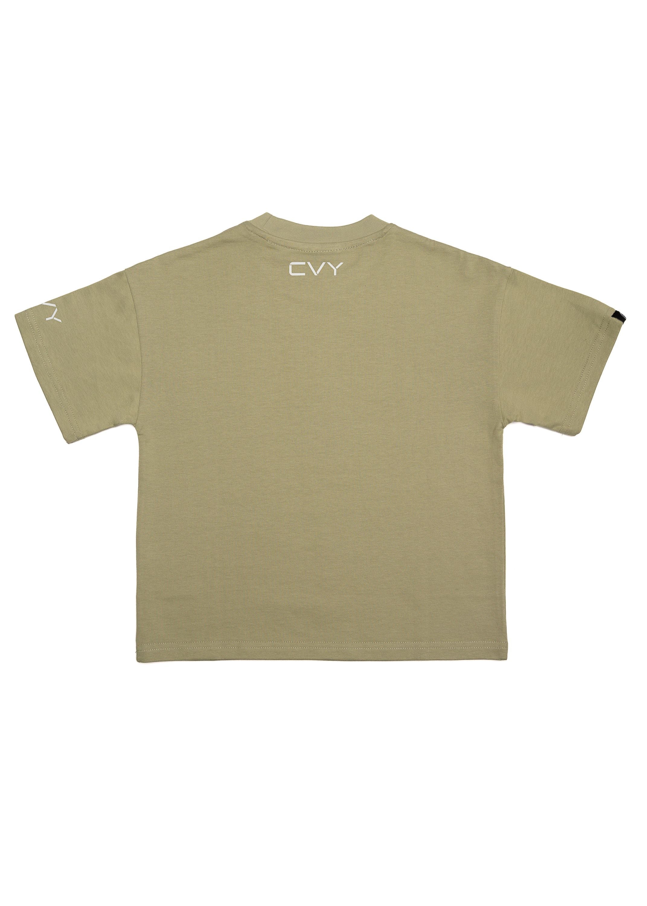 CRKSOLY. Camiseta juvenil verde oliva de estilo urbano