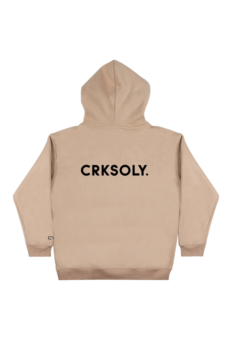 CRKSOLY. SOLO UN NIÑO. Sudadera con capucha color arena