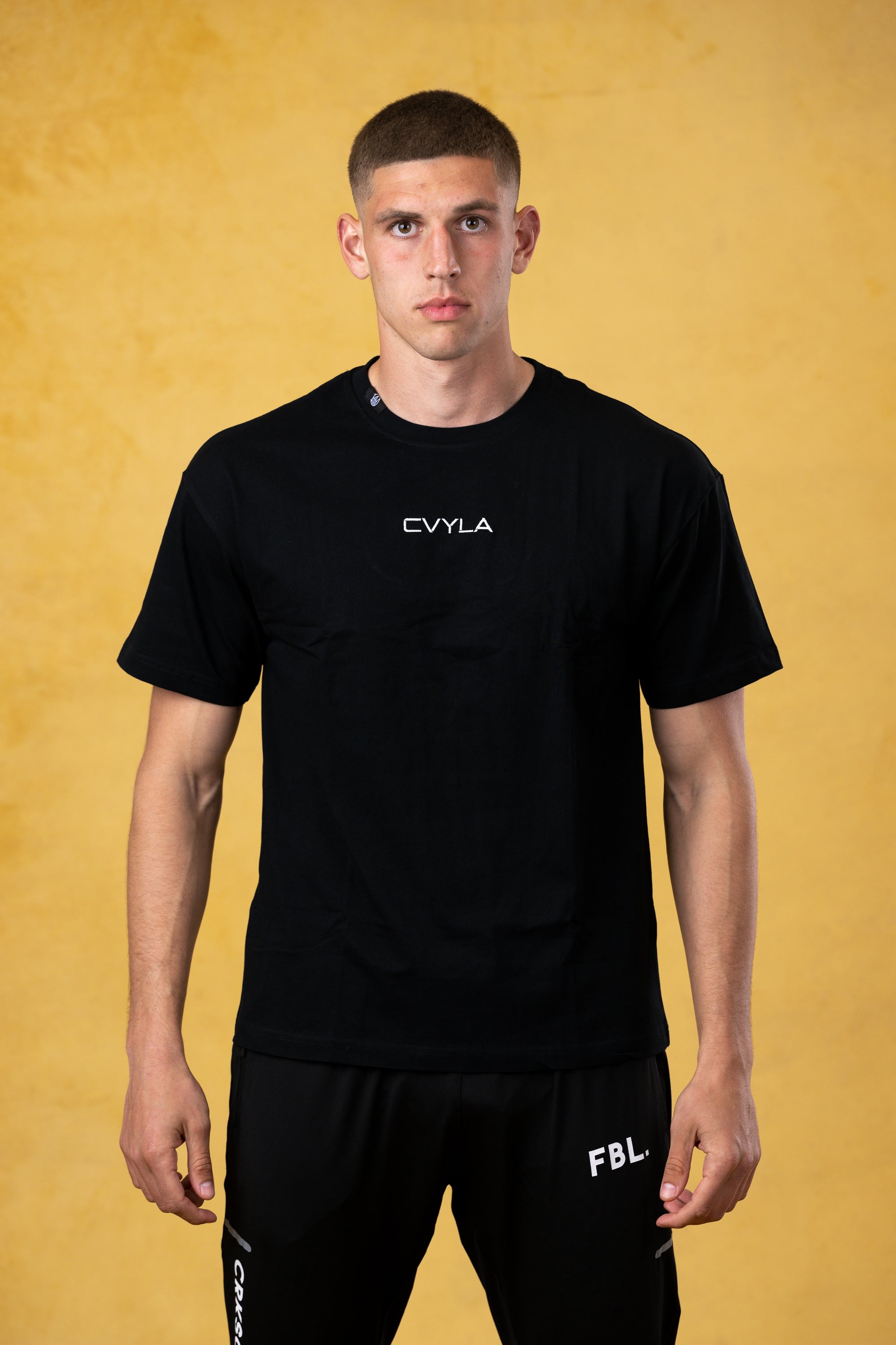 CVYLA Black Embroidered Tee