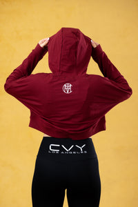 CRKSOLY. Sudadera con capucha corta color granate