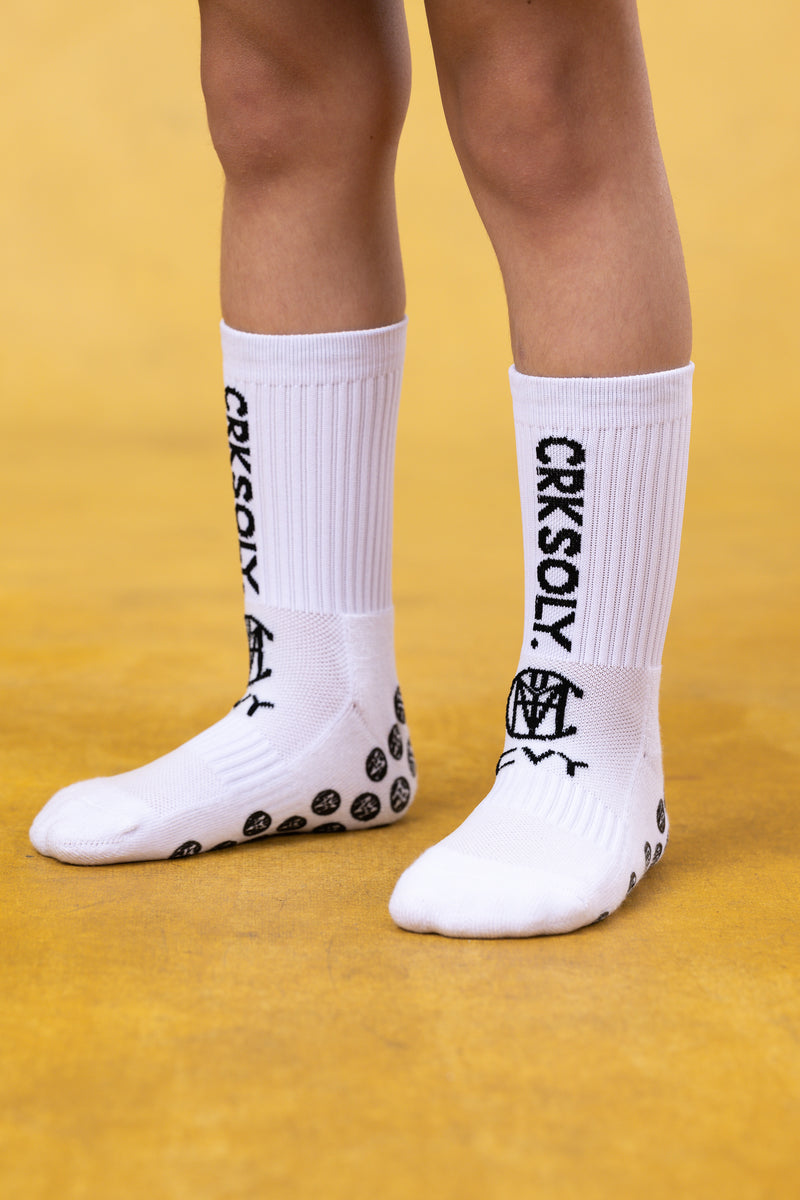 White Grip Socks for Toddlers & Kids - 4 pairs - Gripjoy Socks