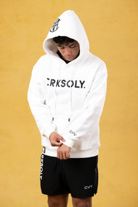 CRKSOLY. Sudadera juvenil blanca con capucha