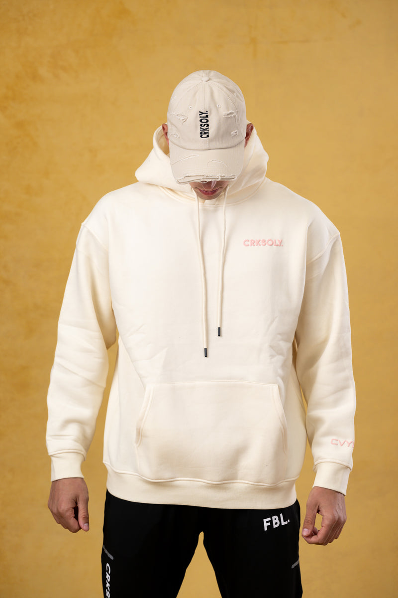 CRKSOLY. Sudadera con capucha color crema para hombre OFW