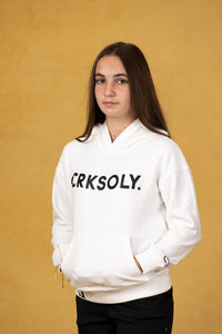 CRKSOLY. Sudadera juvenil blanca con capucha