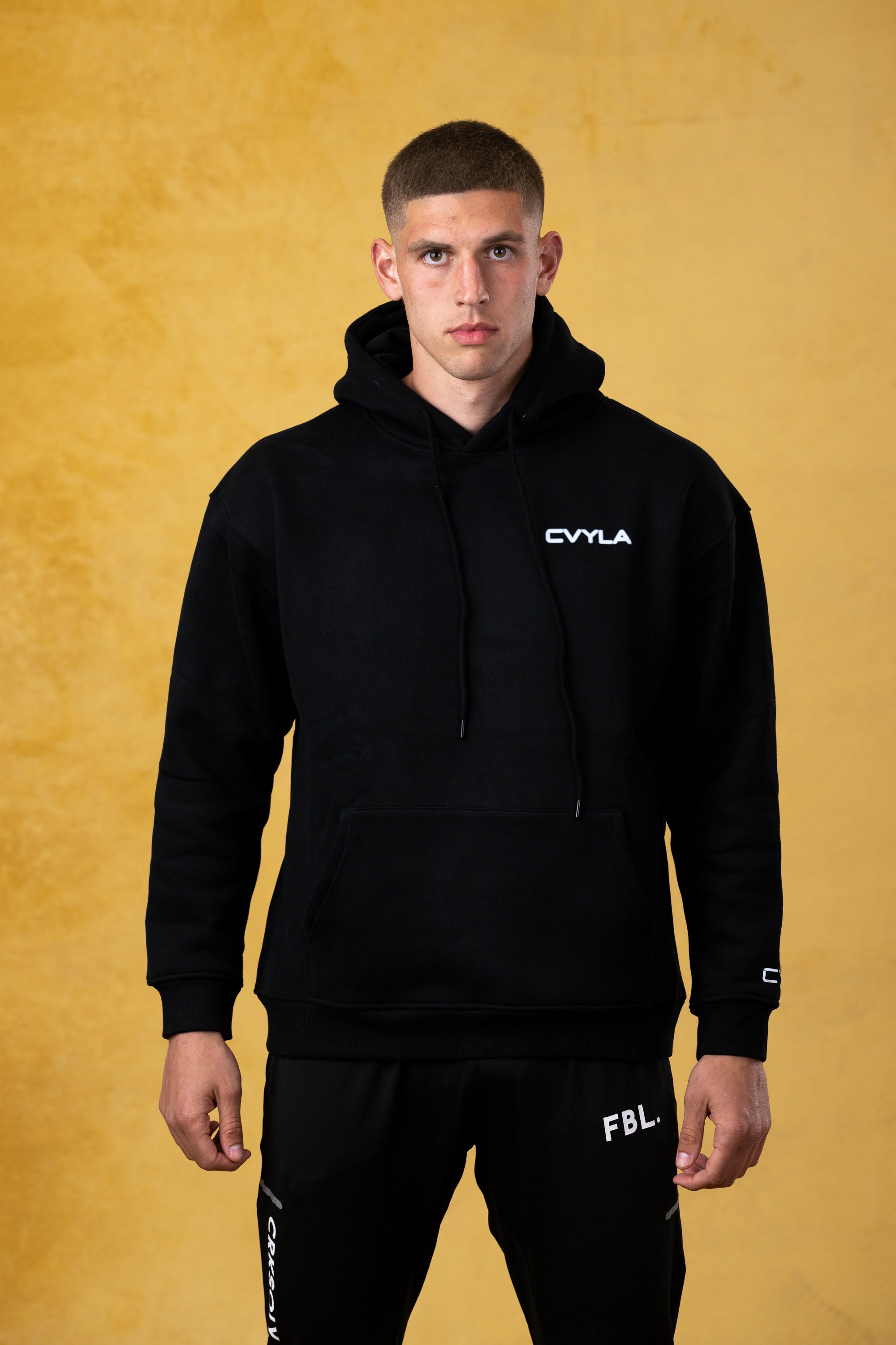 CVYLA Men Blurred Black Hoodie