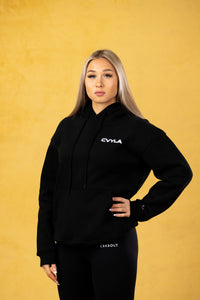 Sudadera con capucha negra borrosa para mujer de CVYLA