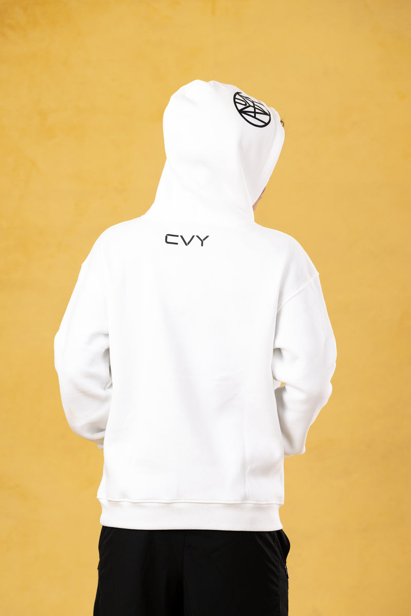 CRKSOLY. Sudadera juvenil blanca con capucha