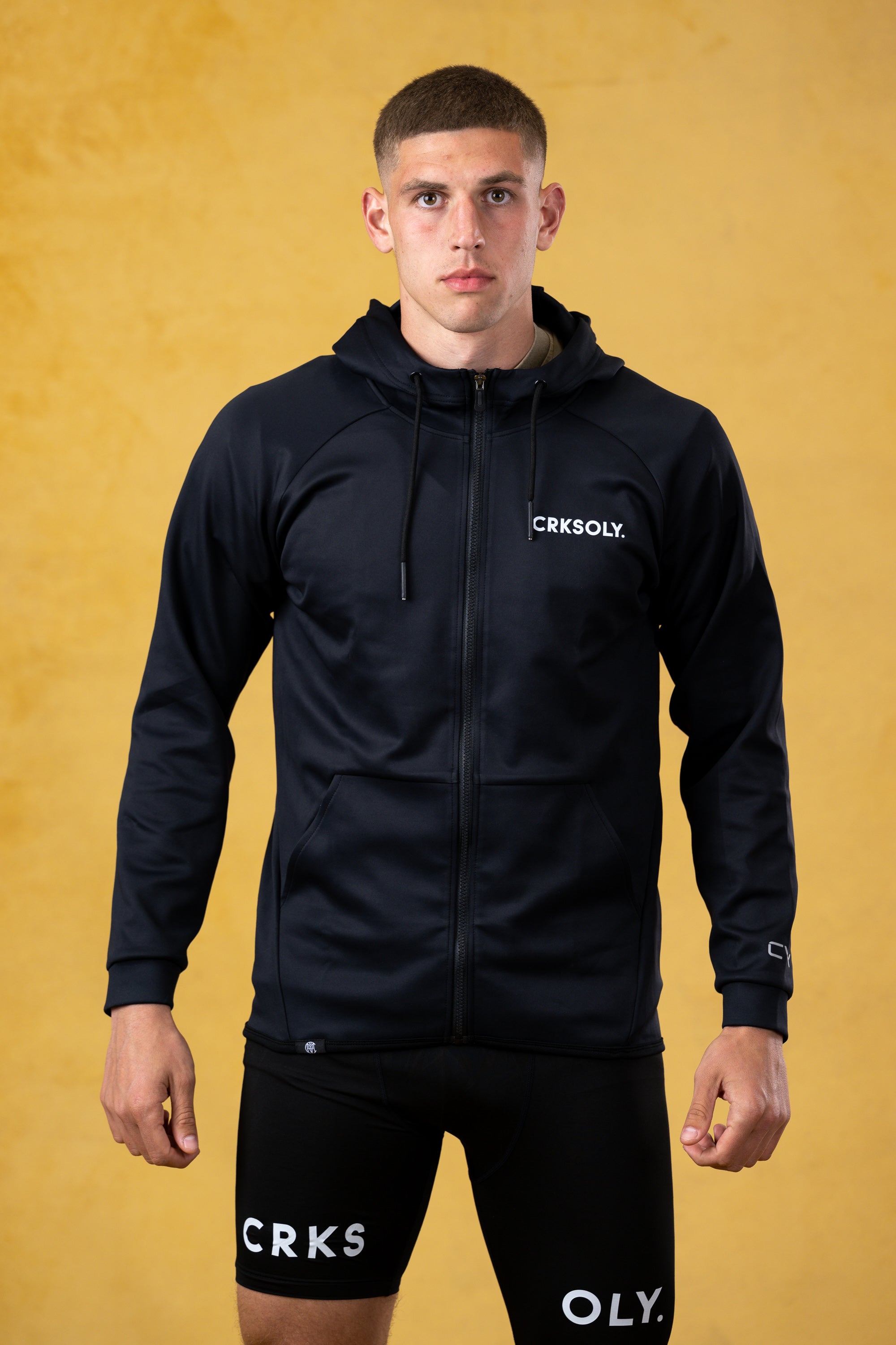 CRKSOLY. Chaqueta de corredor negra para hombre