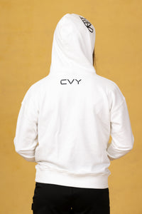 CRKSOLY. Sudadera juvenil blanca con capucha