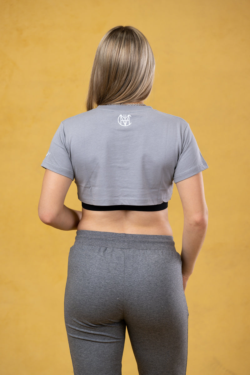 CRKSOLY. Top corto gris para mujer