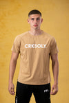 CRKSOLY. Camiseta elástica de algodón color arena