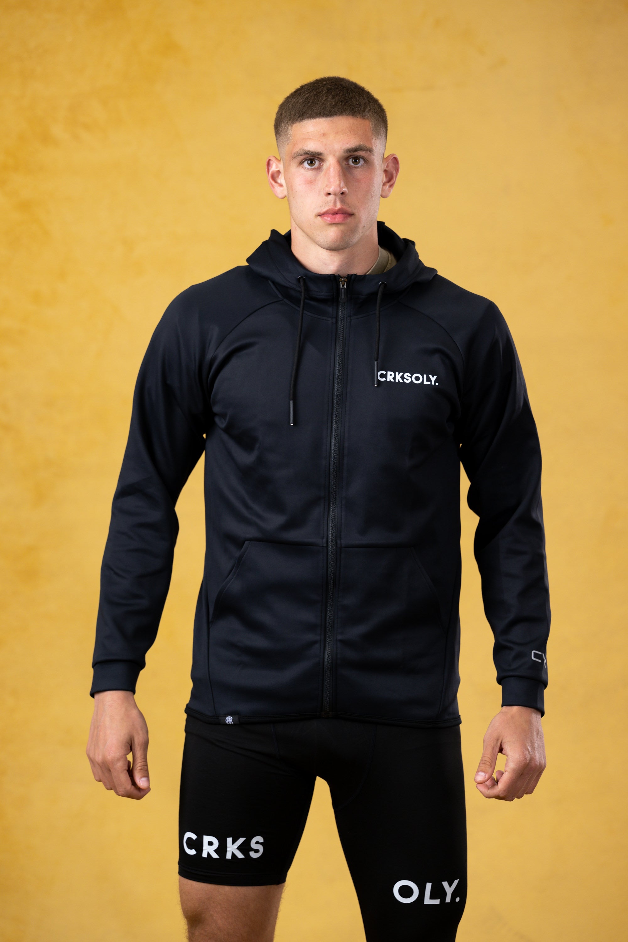 CRKSOLY. Chaqueta de corredor negra para hombre